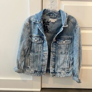 H&M Jean Jacket w/ Embroidered Flowers